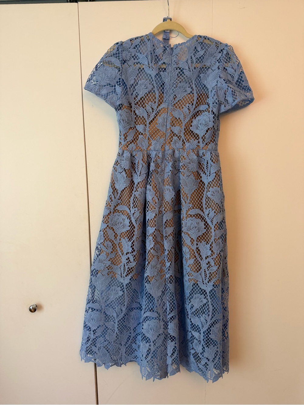 Self-Portrait Powder Blue Floral Lace Midi Dress - Picture 5 of 5
